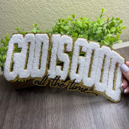 God is Good White Chenille Patch