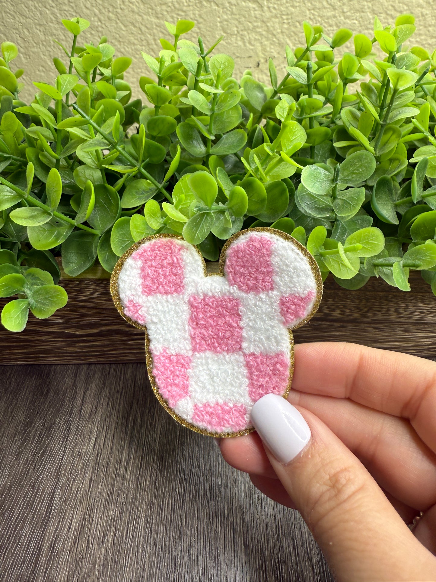 Checkered Mouse Hat Patches