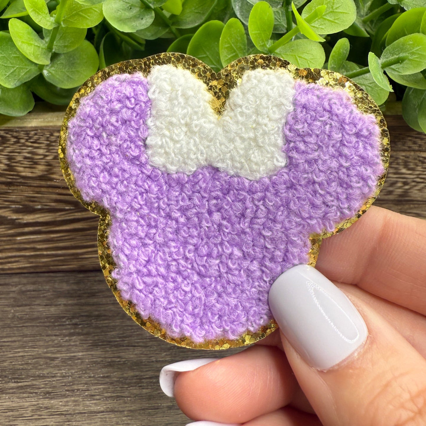 Purple Girl Mouse Chenille Hat Patches