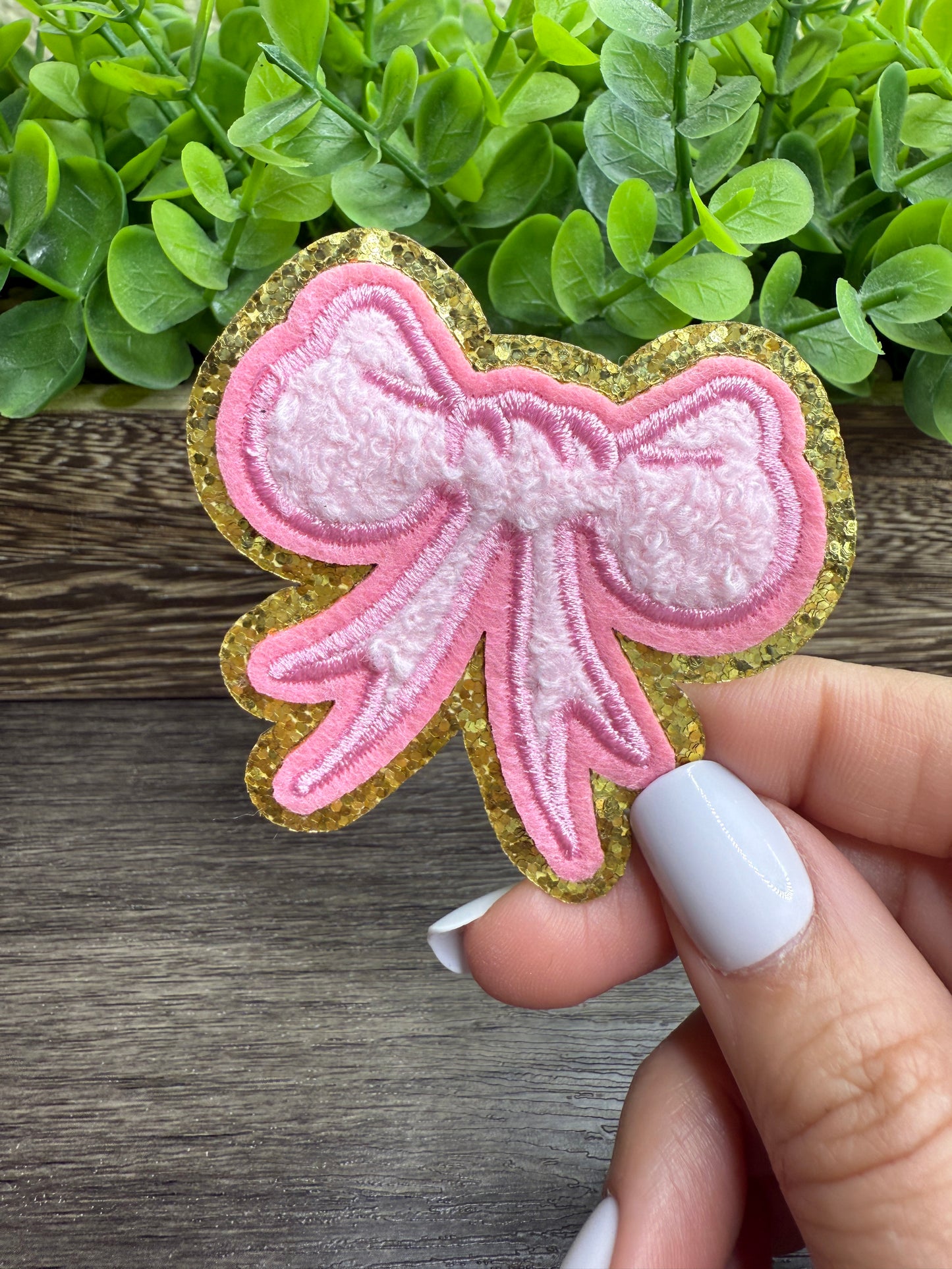 Pink Bow Hat Patches