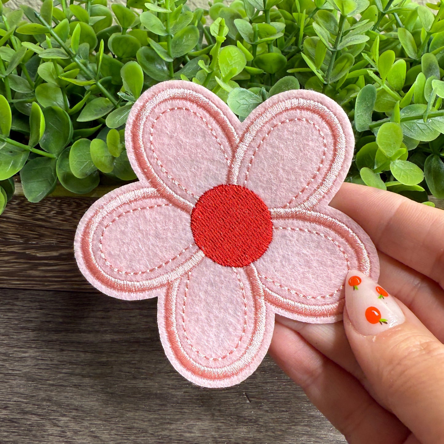 Pink Flower Embroidered Small Patches