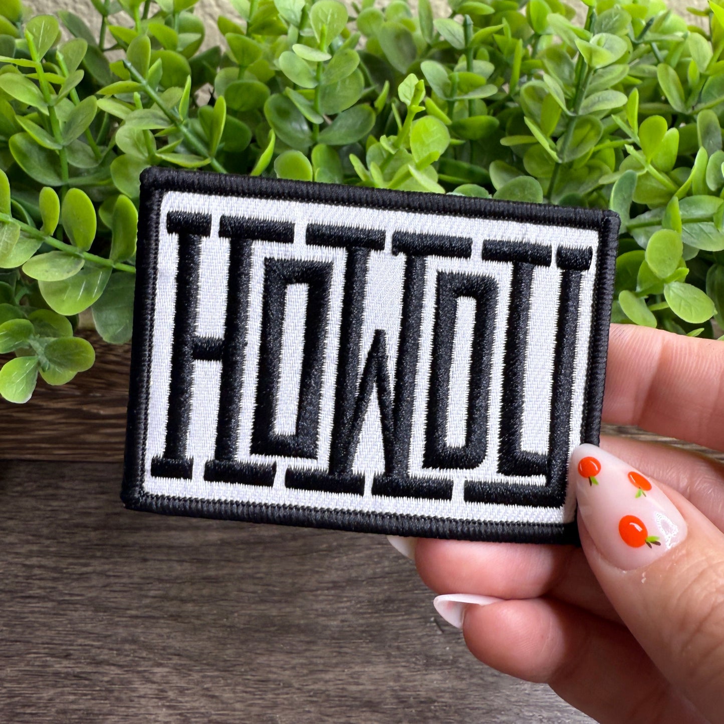 Black White Howdy Embroidered Small Patches