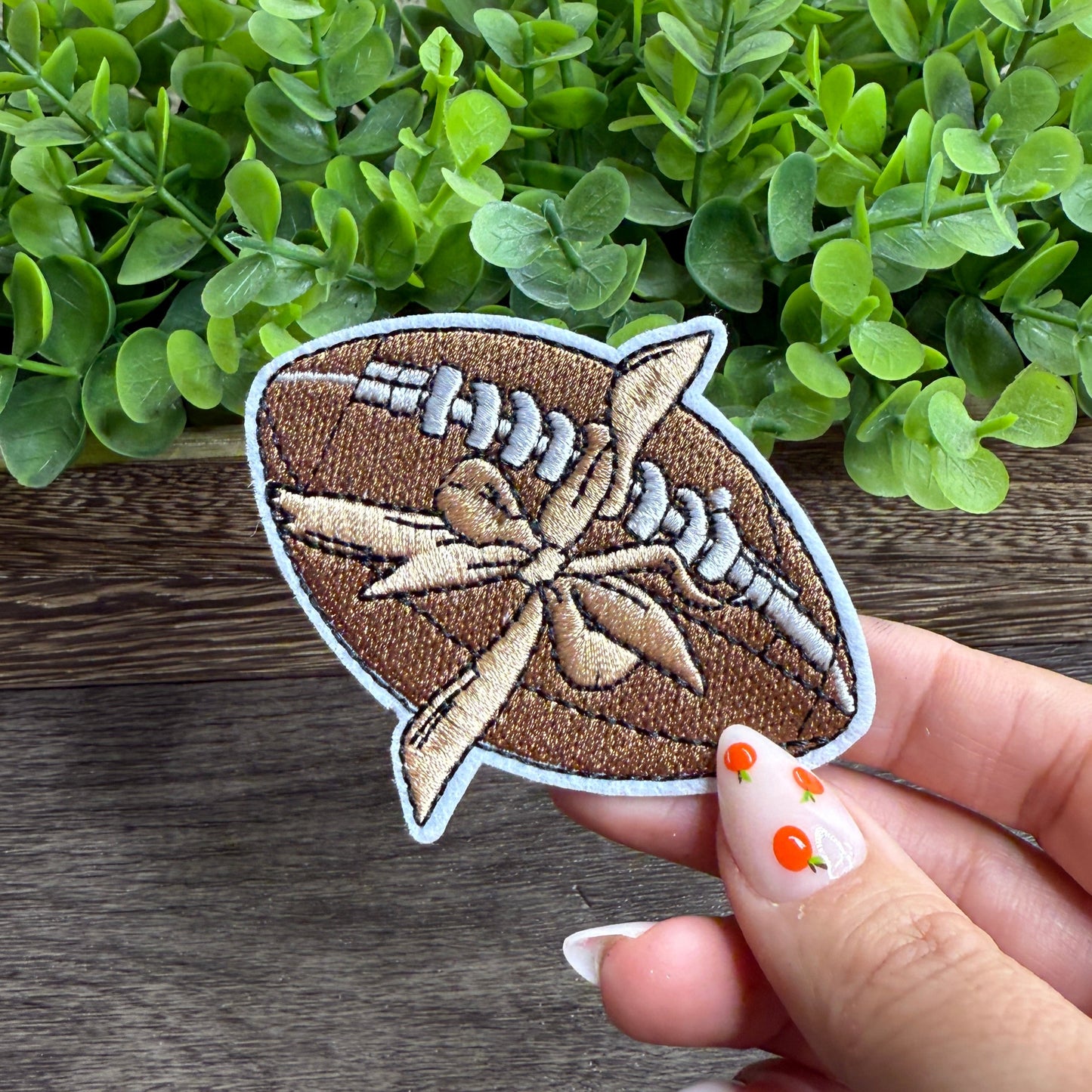 Football Bow Embroidered Small Patches