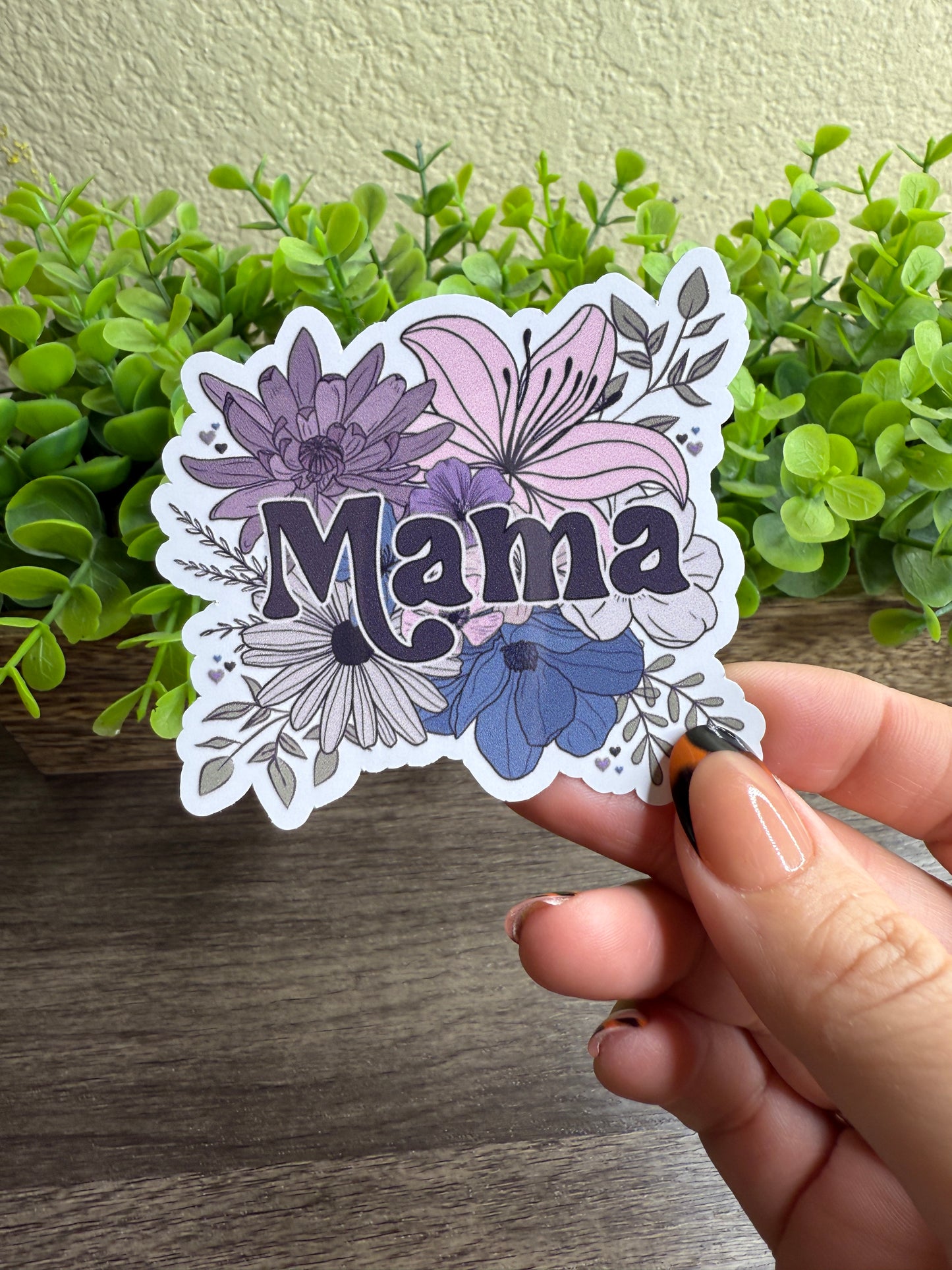 Mauve MAMA White Vinyl Sticker 3"