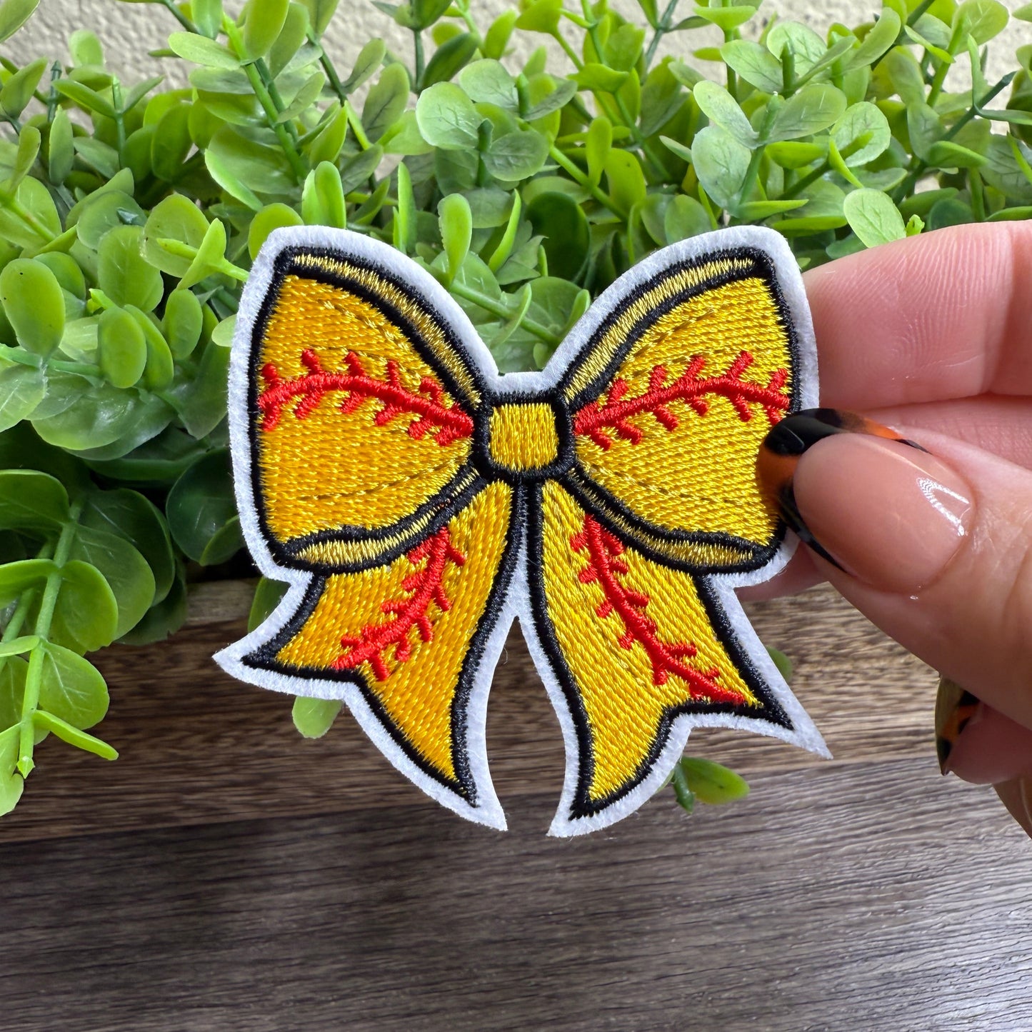 Softball Bow Embroidered Small Patches