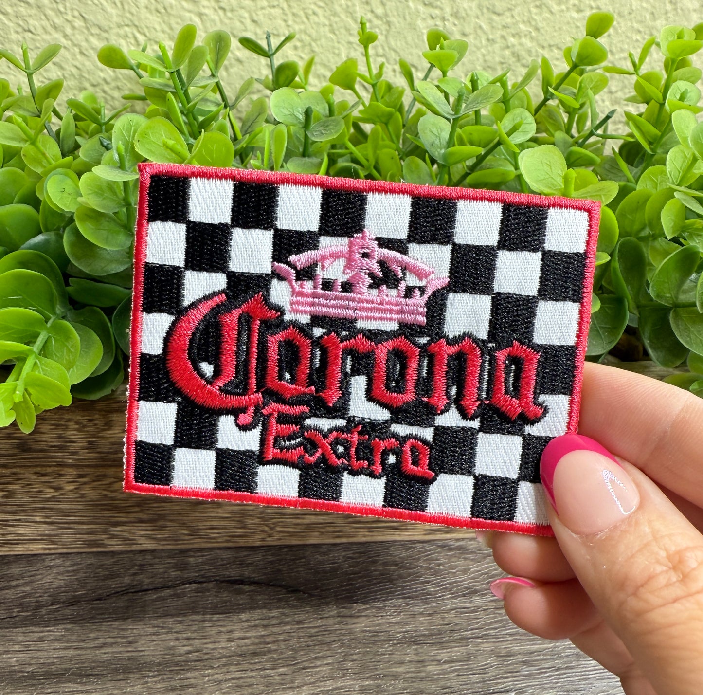 Checkered Beer Embroidered Small Patches