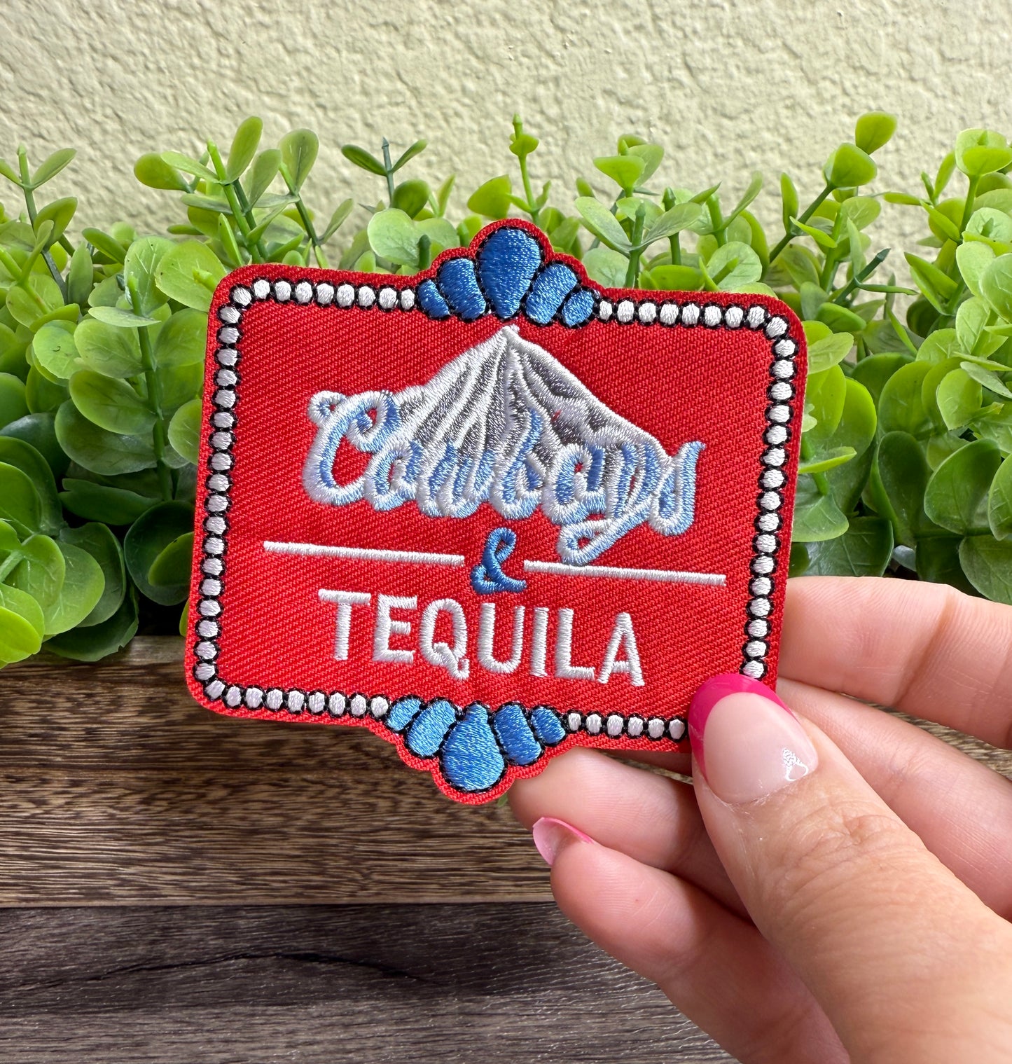 Red Cowboys Tequila Embroidered Hat Patches