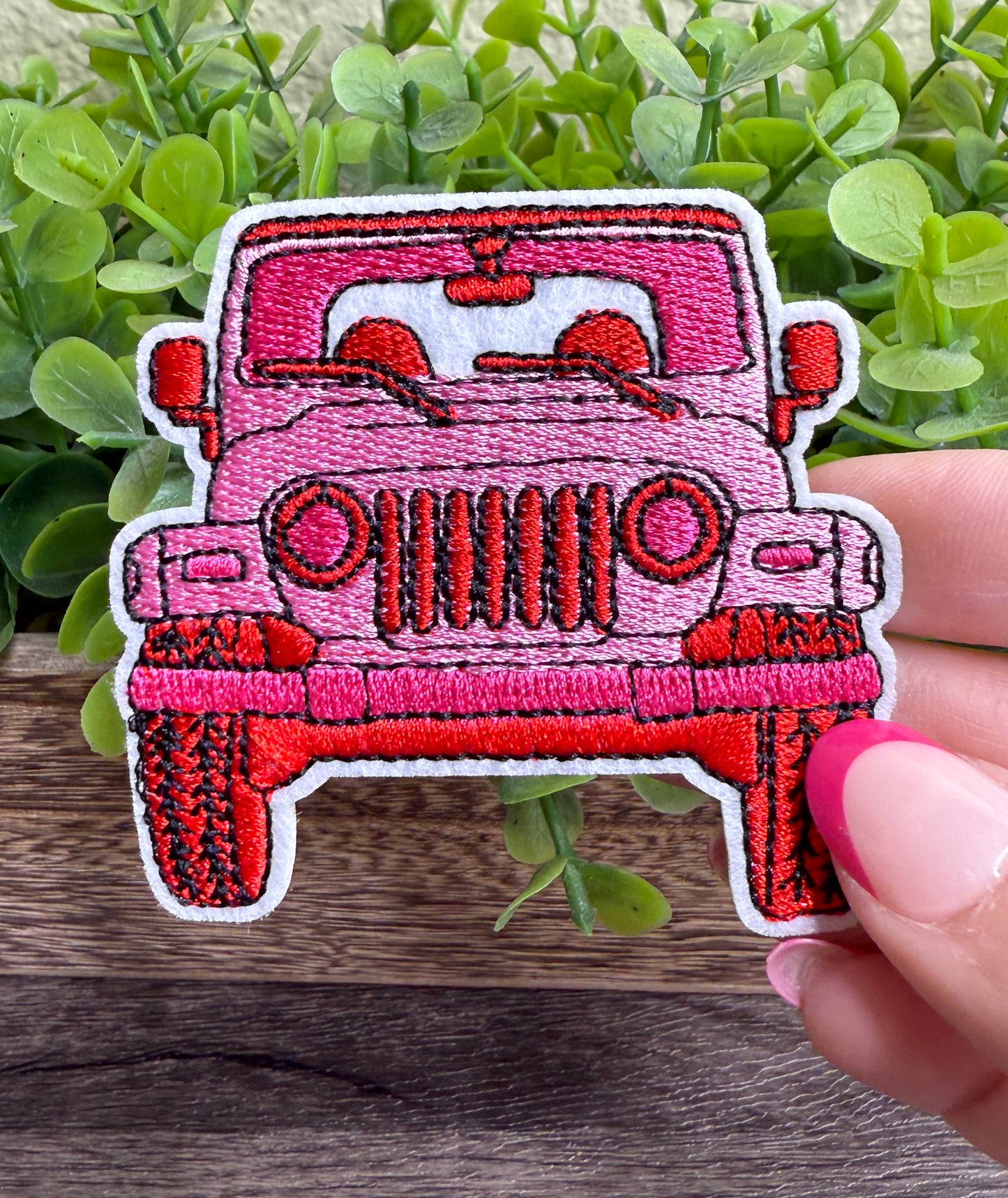 Pink Car Embroidered Small Patches