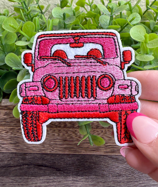 Pink Car Embroidered Small Patches