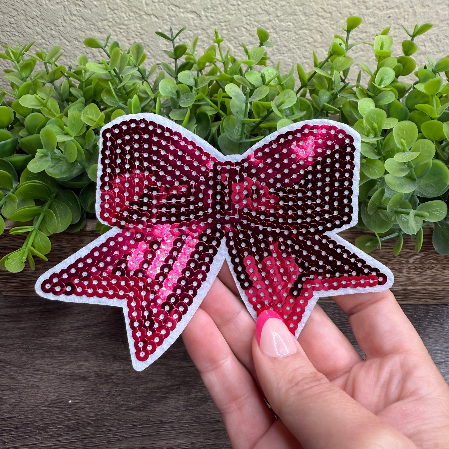 Sequin Red Bow Small Patches