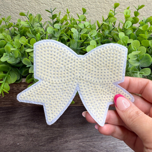 Sequin Beige Bow Small Patches