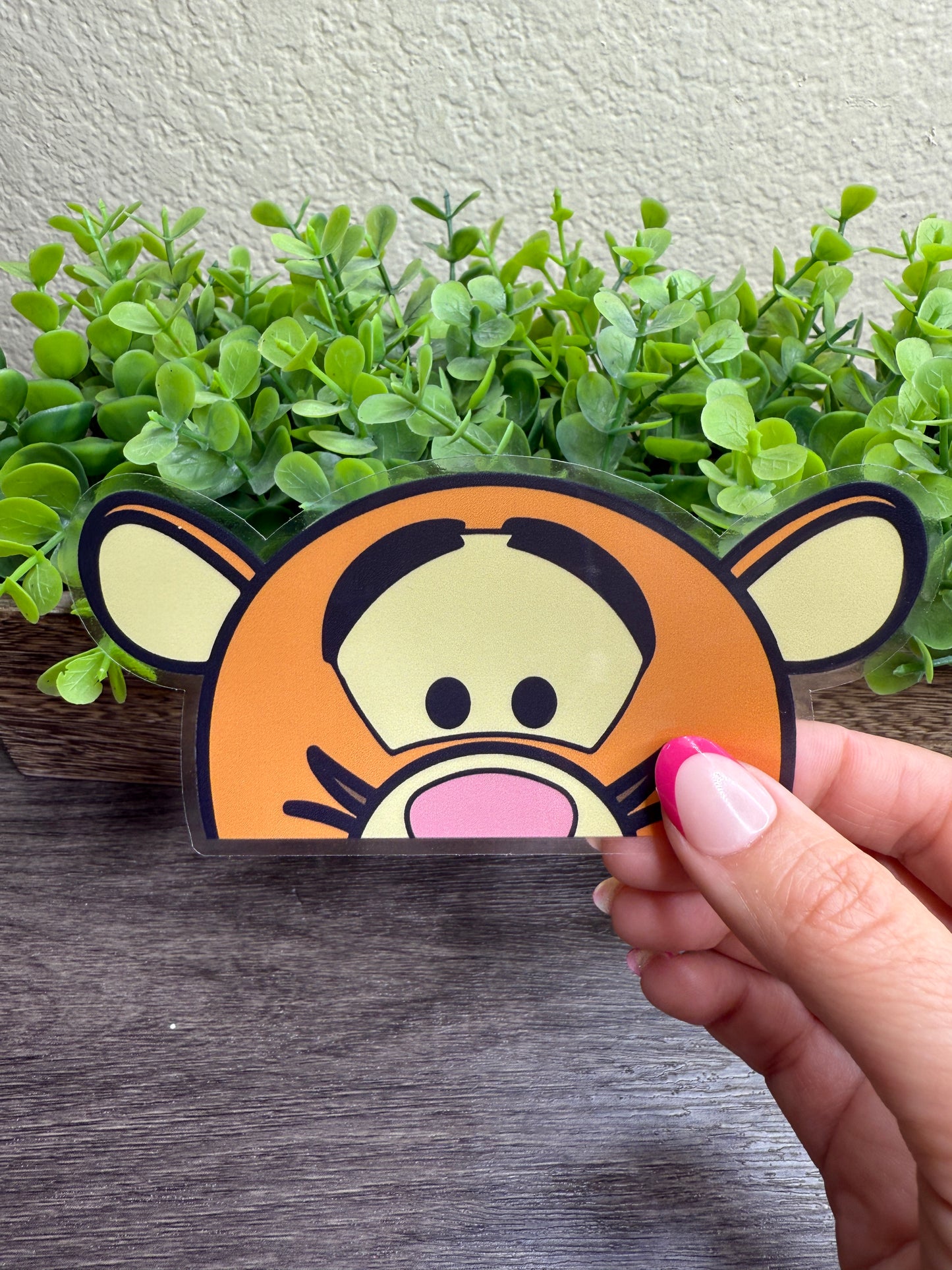 Peekaboo Tiger Clear 5" Vinyl Sticker