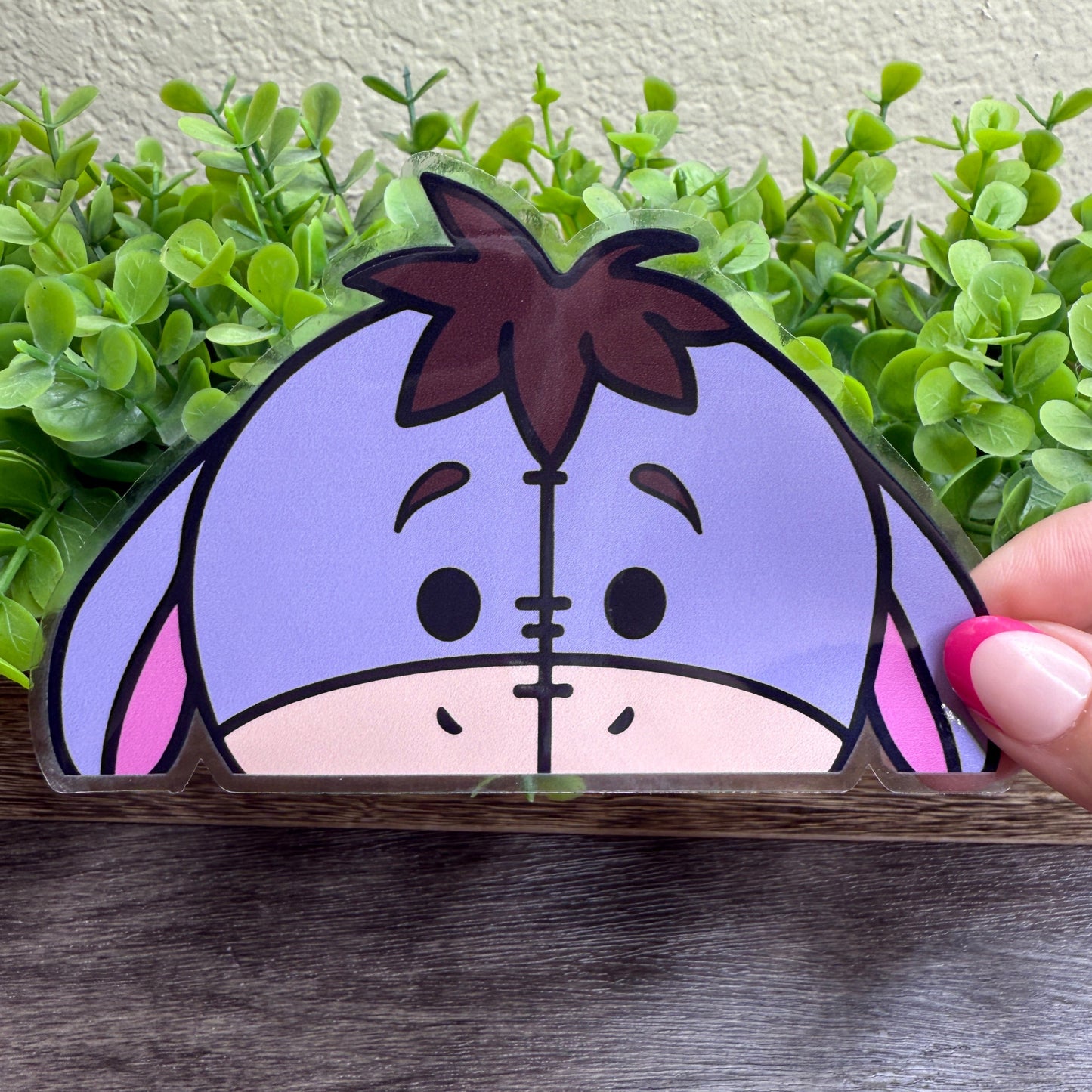 Peekaboo Donkey Clear 5" Vinyl Sticker