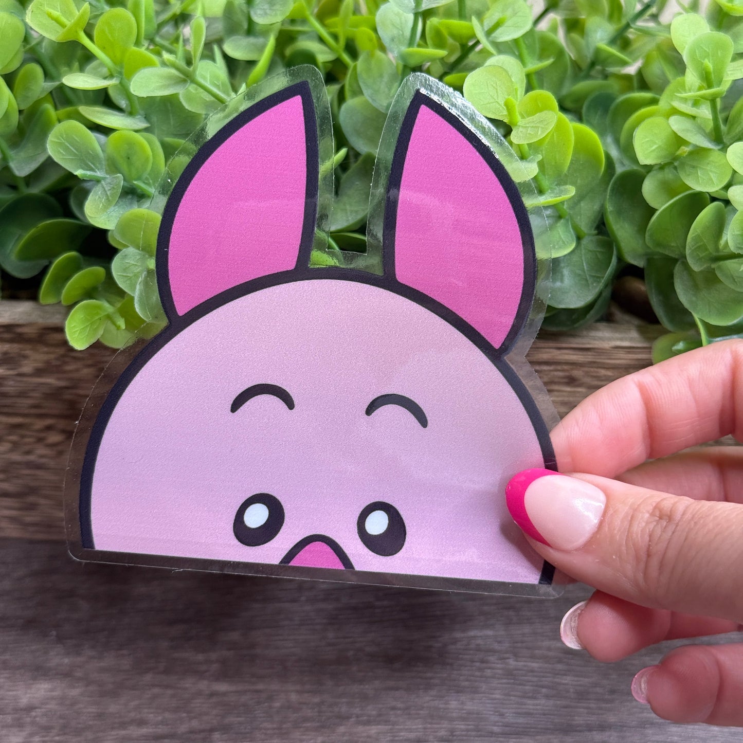 Peekaboo Piggie Clear 5" Vinyl Sticker