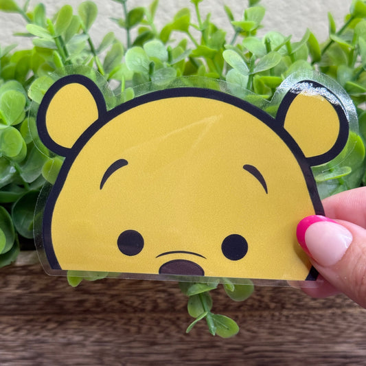 Peekaboo Bear Clear 5" Vinyl Sticker