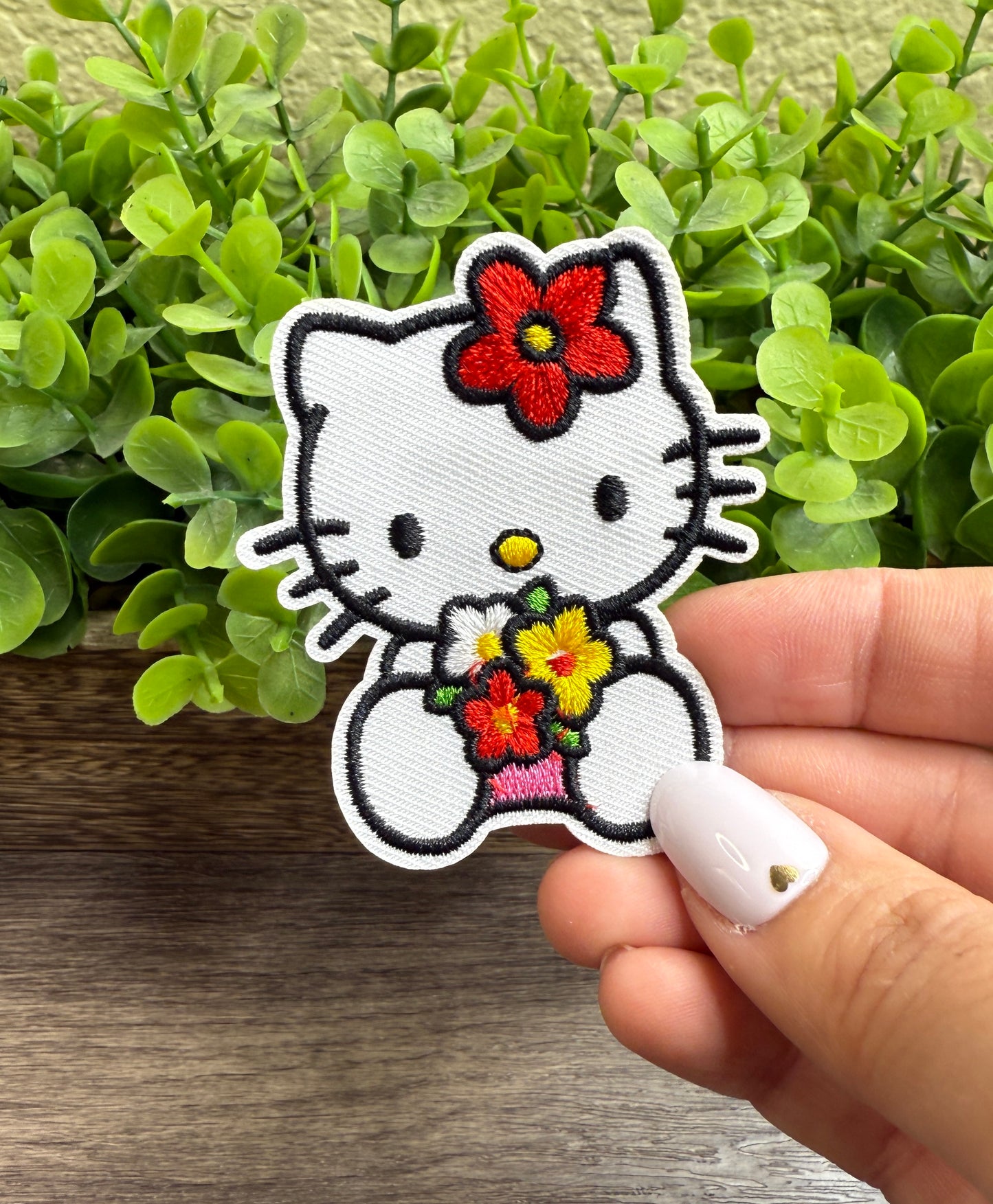 Kitty Flowers Embroidered Small Patches
