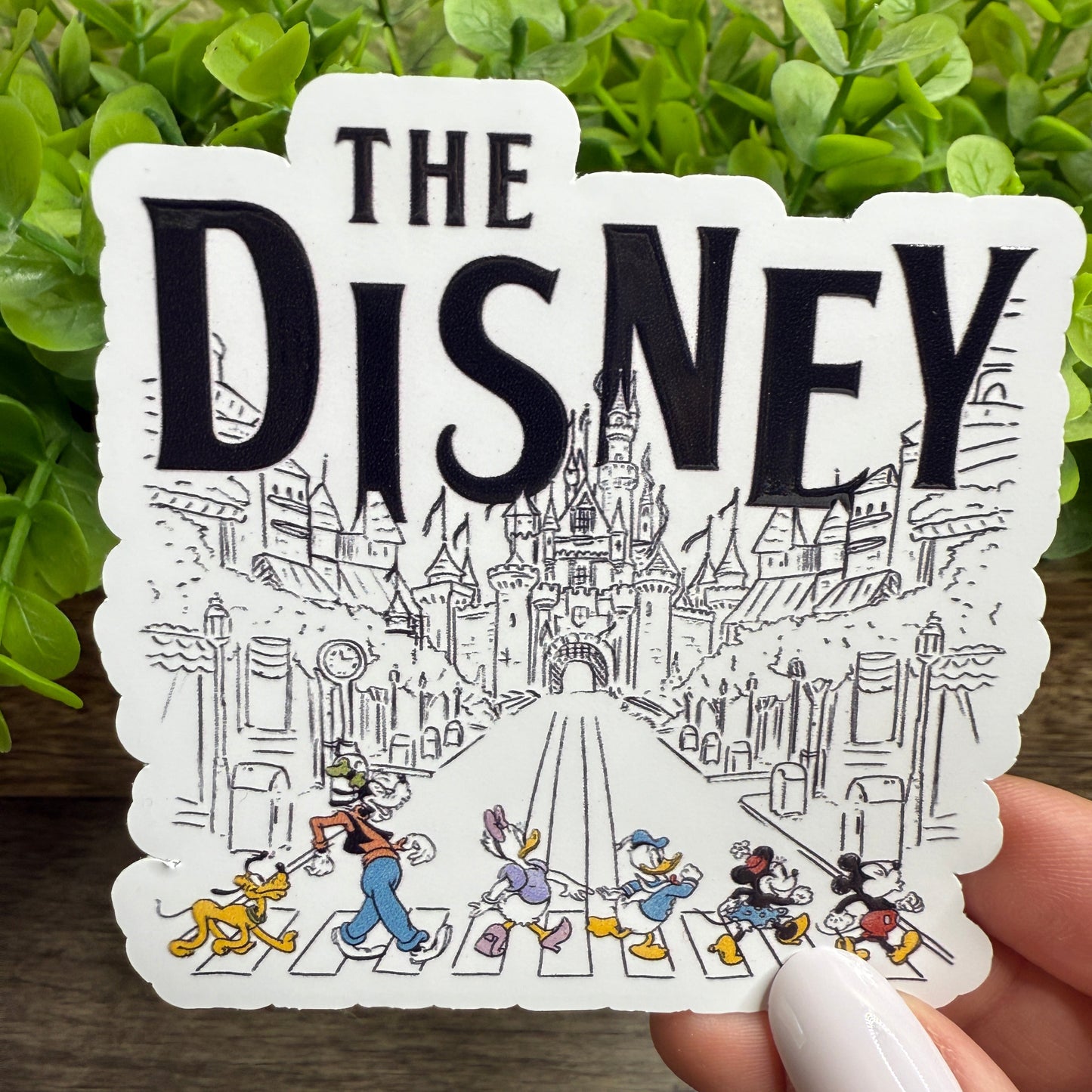 Mouse Friends Crossing White Vinyl Sticker 3"