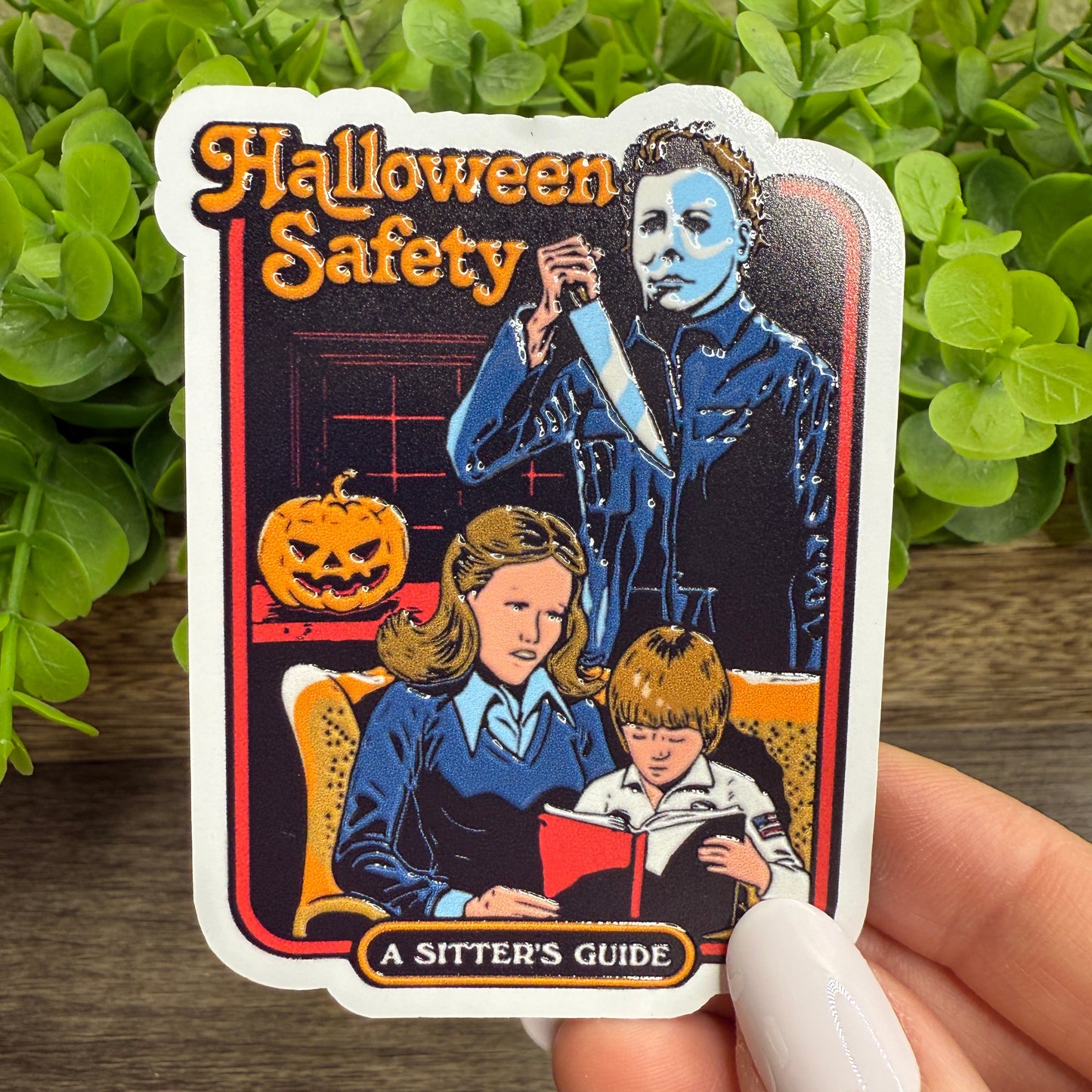 Halloween Safety Textured White Vinyl Sticker 3"
