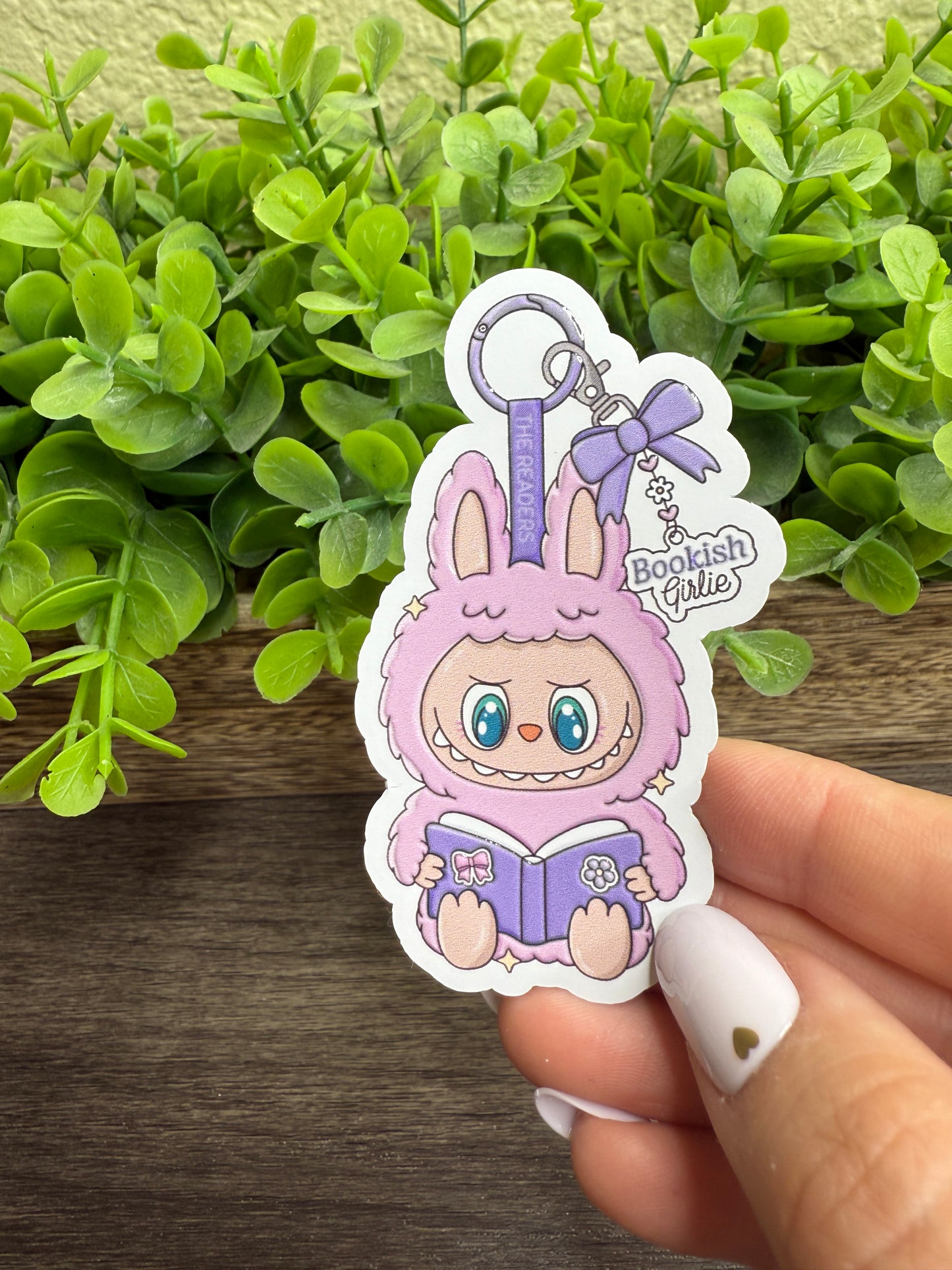 Bookish Monster Textured White Vinyl Sticker 3"