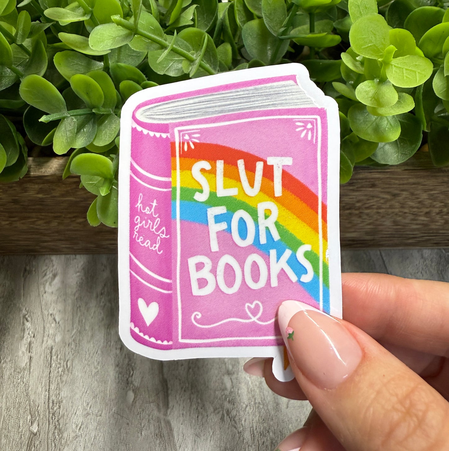 Slut For Books White Vinyl Sticker 3"
