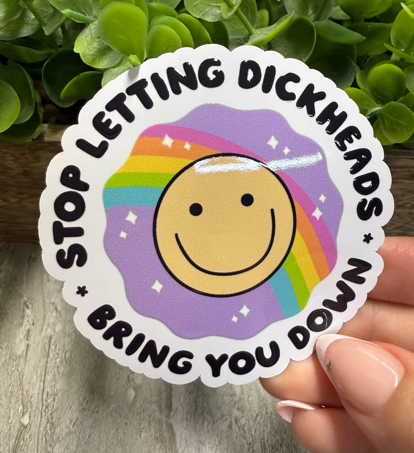Stop Letting Them Bring You Down White Vinyl Sticker 3"