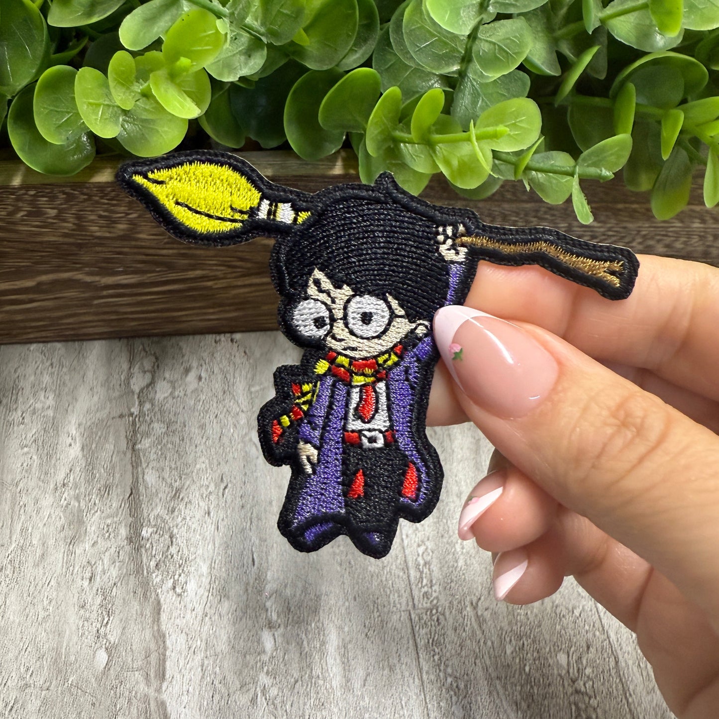 Boy and Broom Embroidered Small Patches