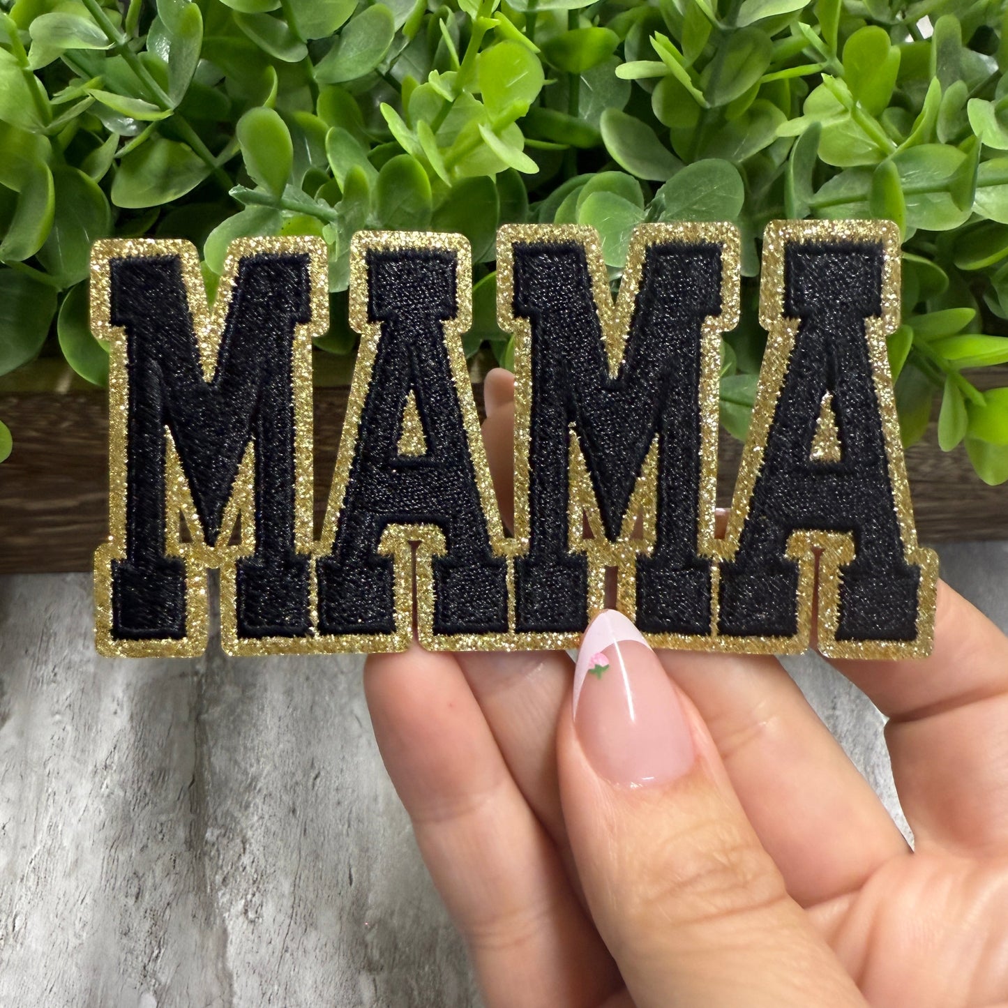 MAMA Black Embroidered Small Patches