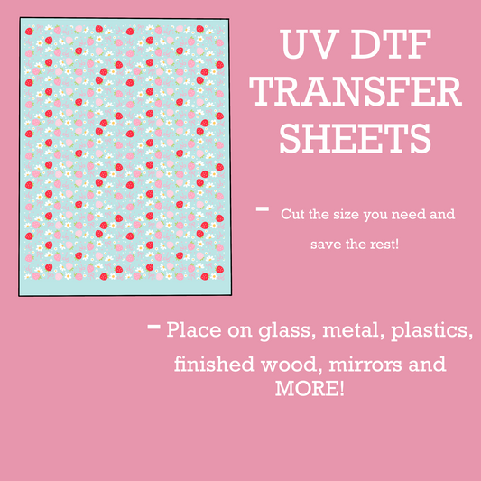 Pink and Red Strawberries UV DTF SHEET