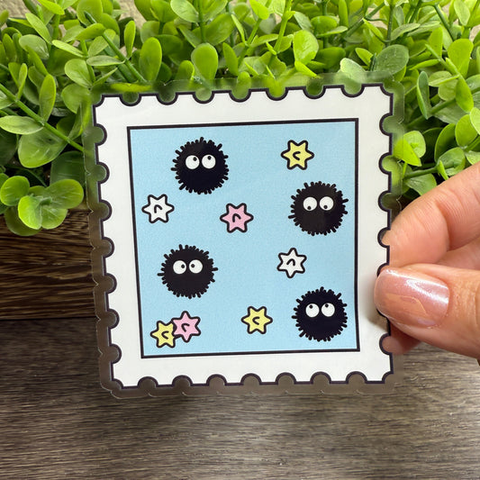 Cartoon Stamp Clear Vinyl Sticker 3"