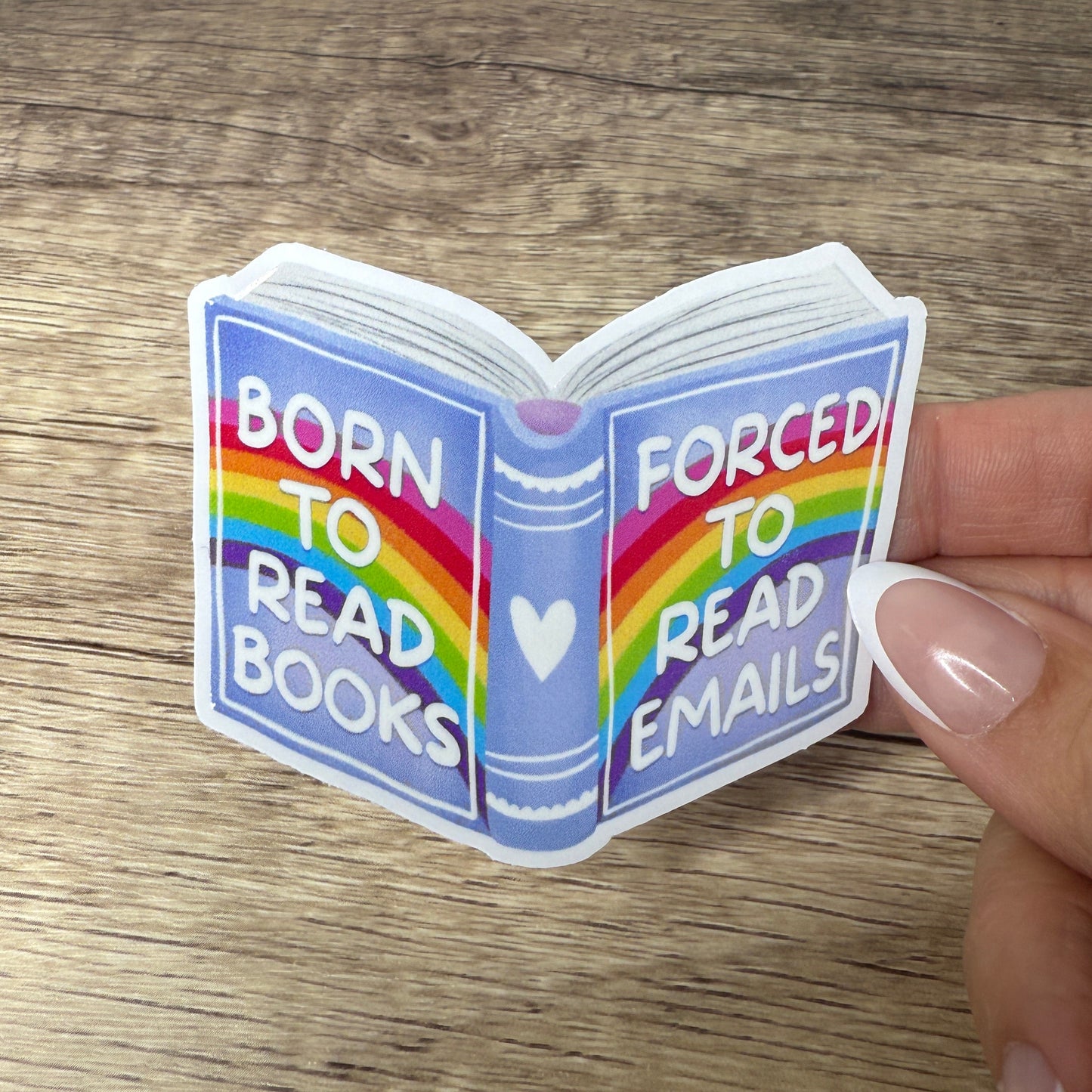 Born To Read White Vinyl Sticker 3"