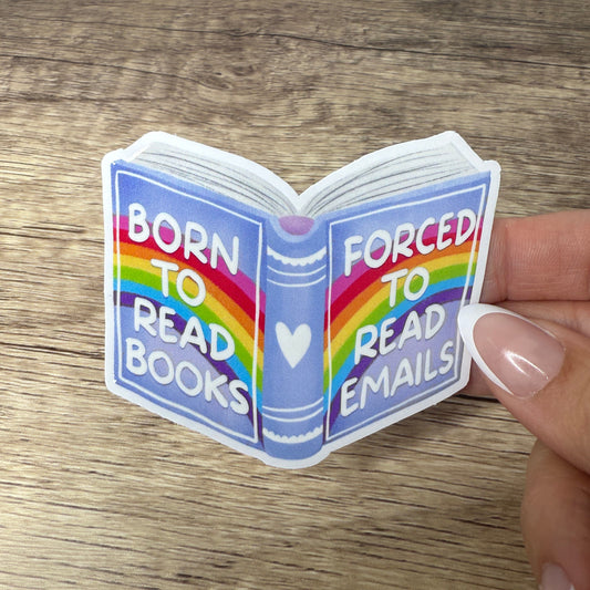 Born To Read White Vinyl Sticker 3"