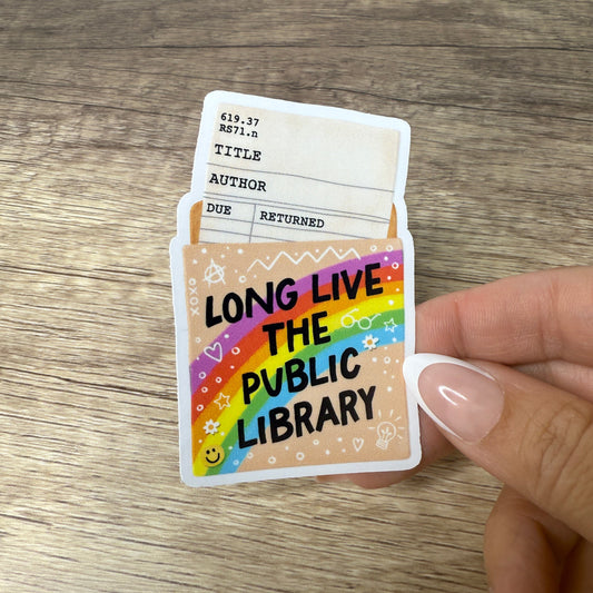 Long Live the Public Library White Vinyl Sticker 3"