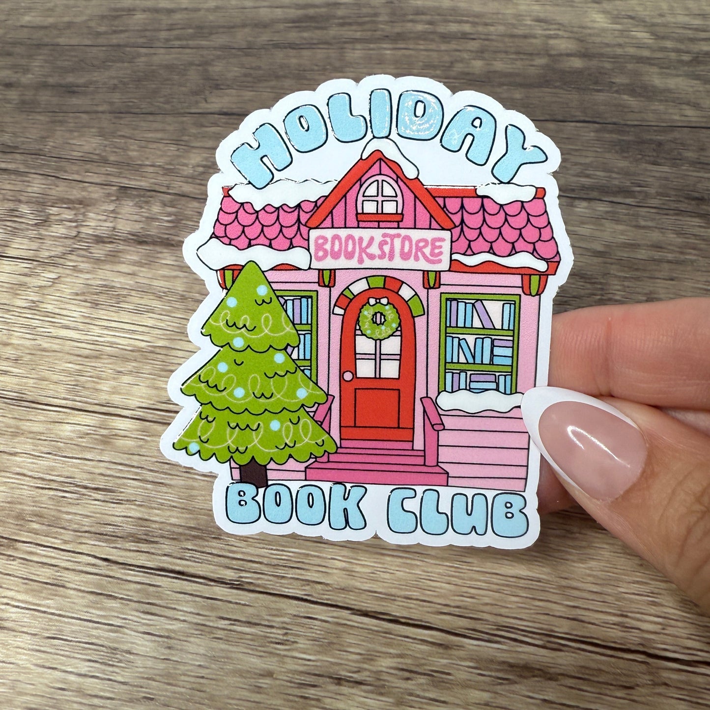 Holiday Book Club White Vinyl Sticker 3"