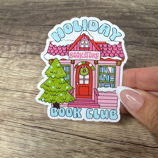 Holiday Book Club White Vinyl Sticker 3"
