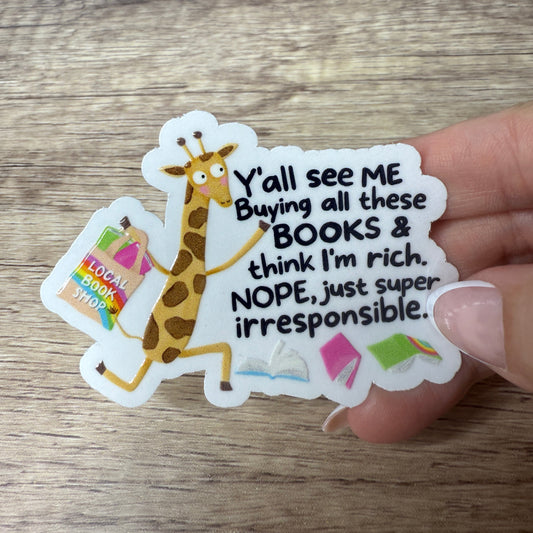 Y’all See Me Buying More Books Clear Vinyl Sticker 3"