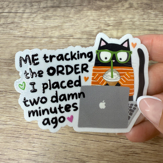 Me Tracking The Order I Placed Clear Vinyl Sticker 3"