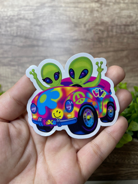 Peace Aliens Vinyl Sticker