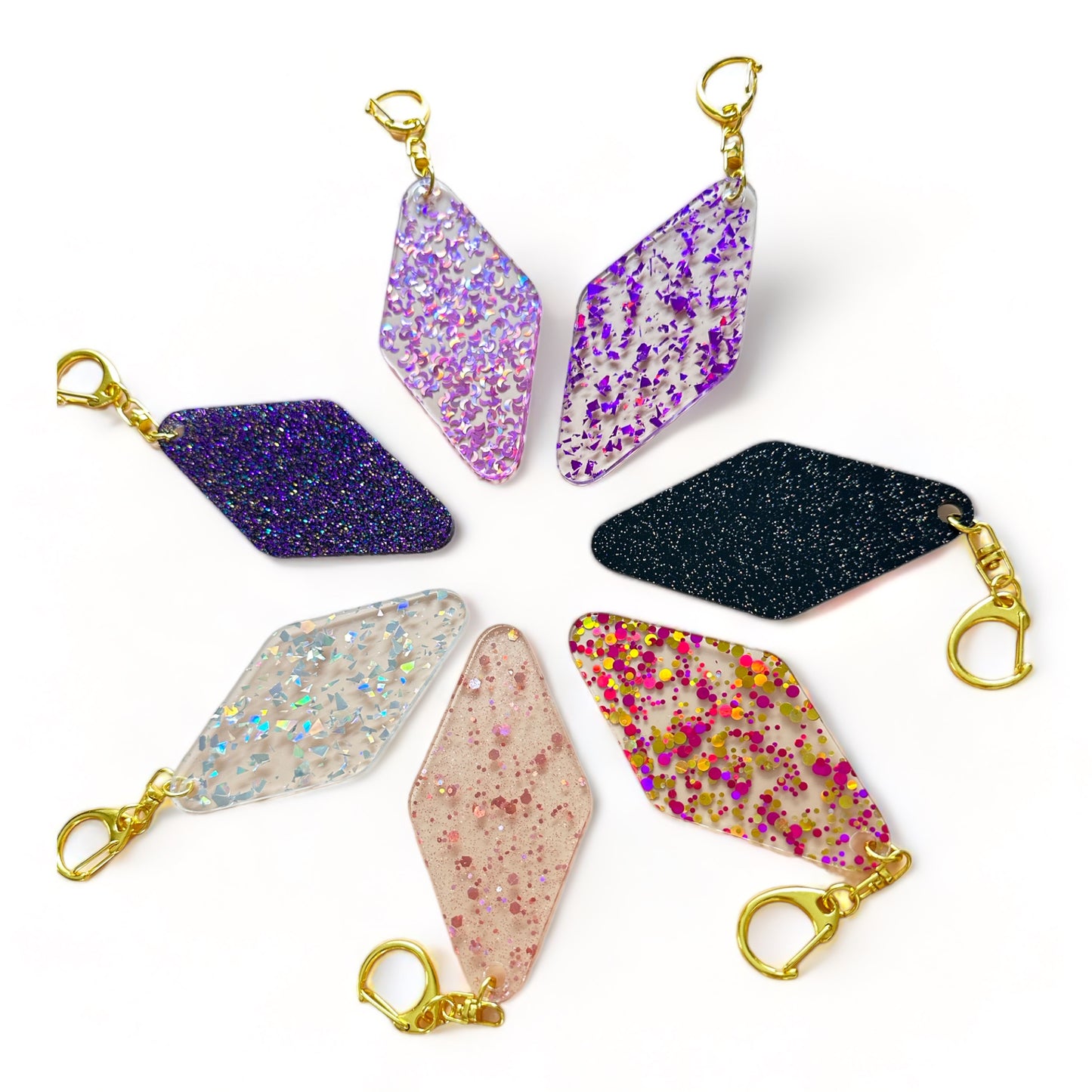 Glitter Blank Keychains- Gold Lobster Clasp