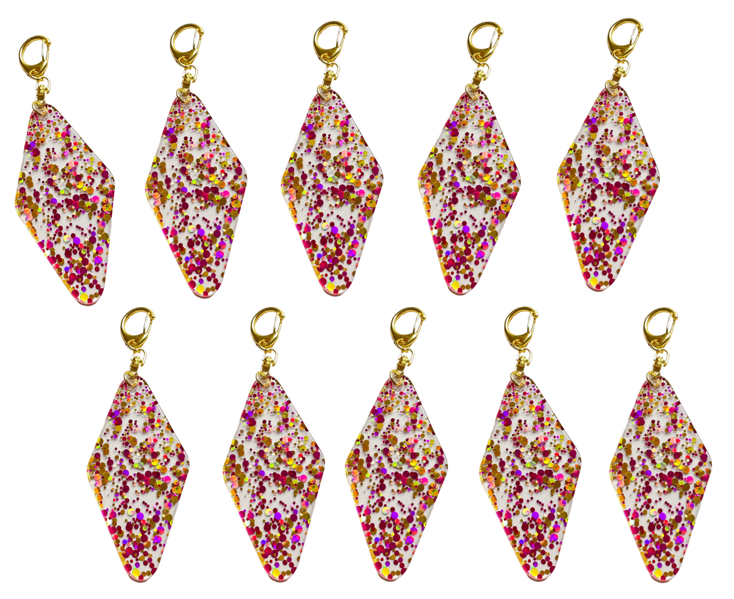 Glitter Blank Keychains- Gold Lobster Clasp