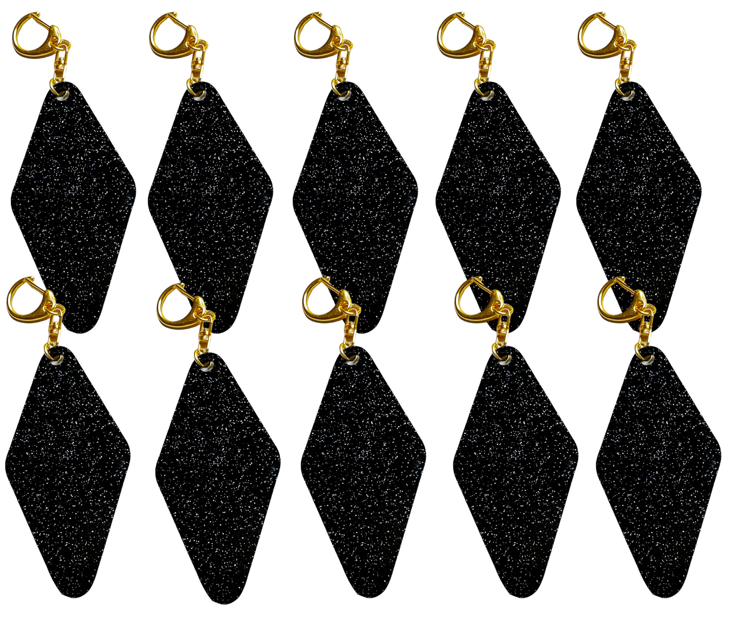 Glitter Blank Keychains- Gold Lobster Clasp