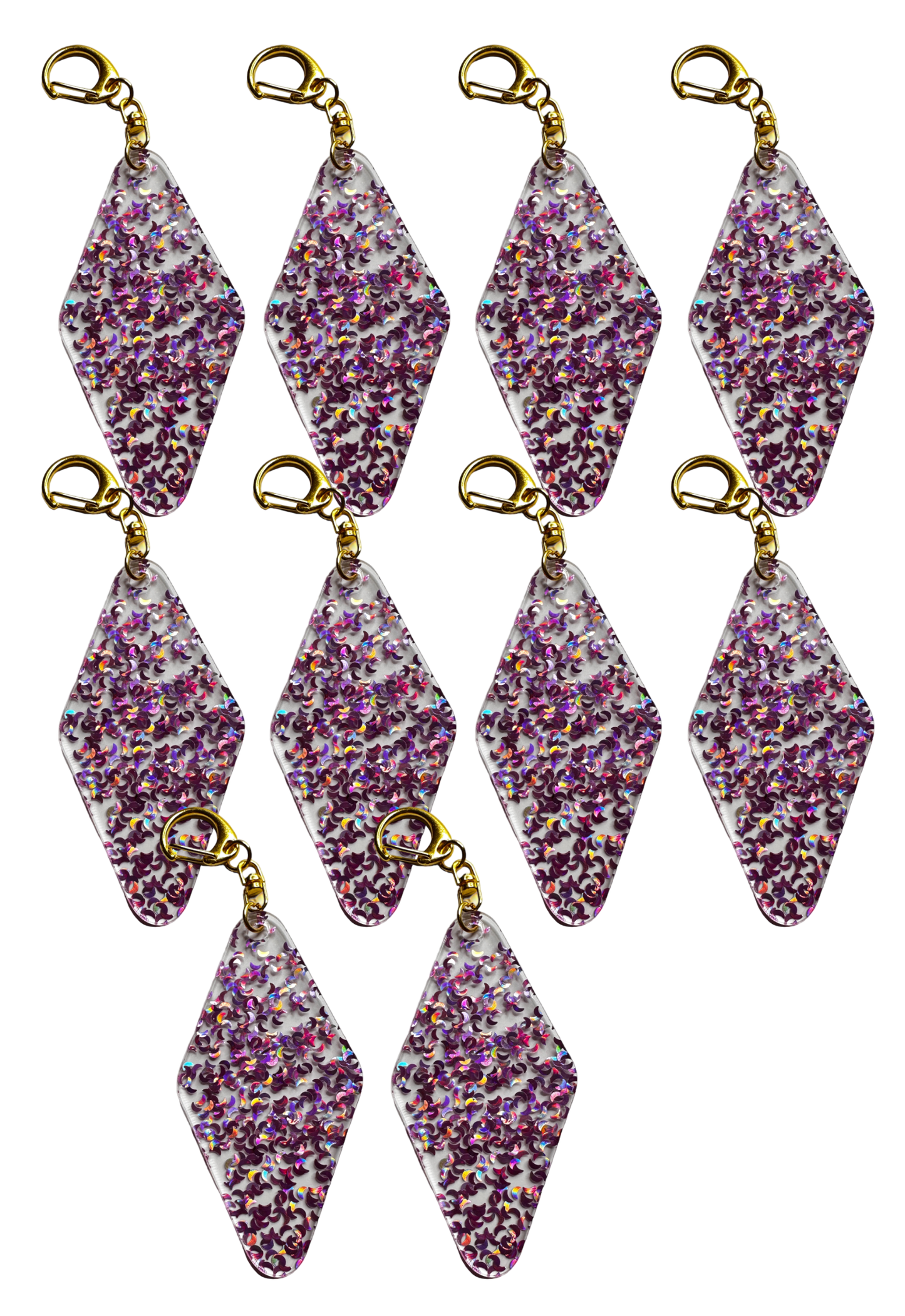 Glitter Blank Keychains- Gold Lobster Clasp