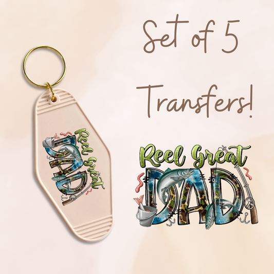 Reel Great Dad MOTEL KEYCHAIN Transfer SET 5