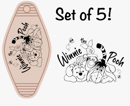 Bear and Friends Black UV (MOTEL KEYCHAIN)