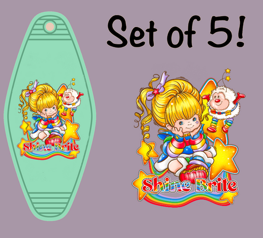 Brite Girl MOTEL KEYCHAIN Transfer SET 5