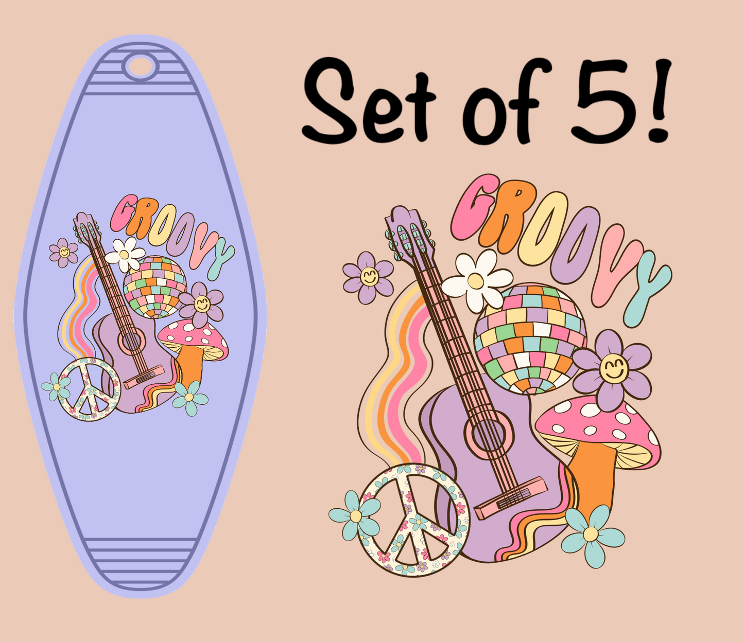 Groovy Guitar MOTEL KEYCHAIN Transfer
