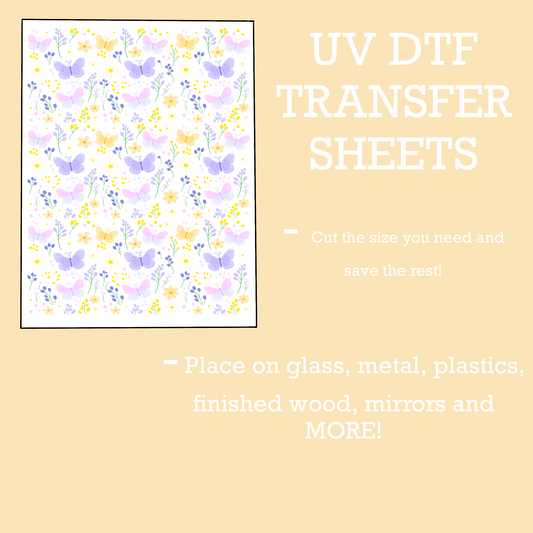 Lavender Butterflies UV DTF SHEET
