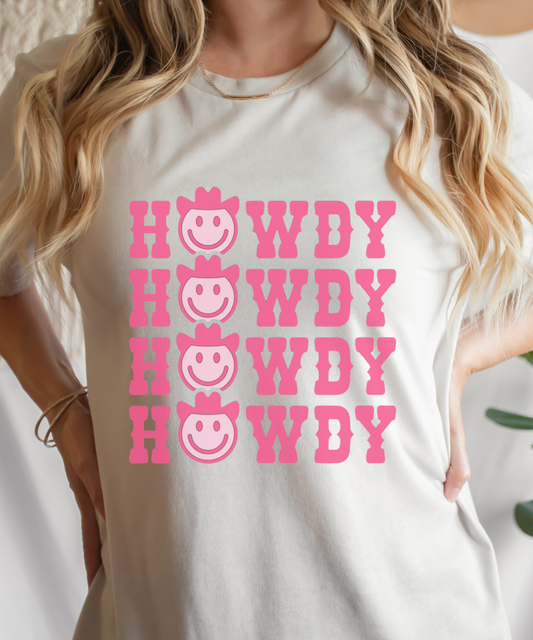 Howdy Hot Pink Screen Print Transfer