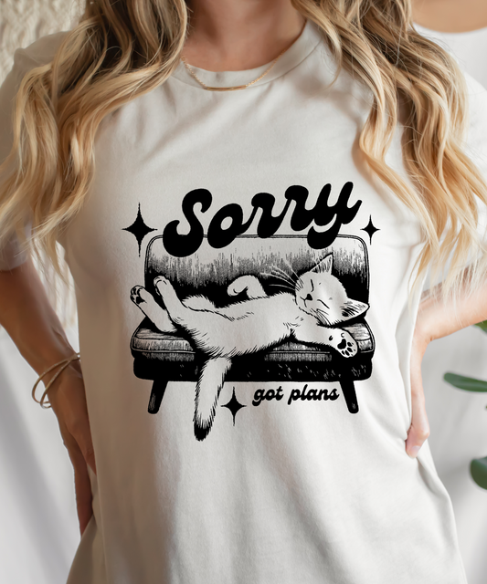 Sorry Got Plans Cat Screen Print Transfer