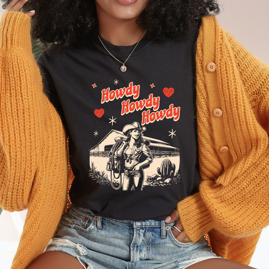 Howdy Howdy Howdy Dtf Transfer (PRESS ON BLACK)