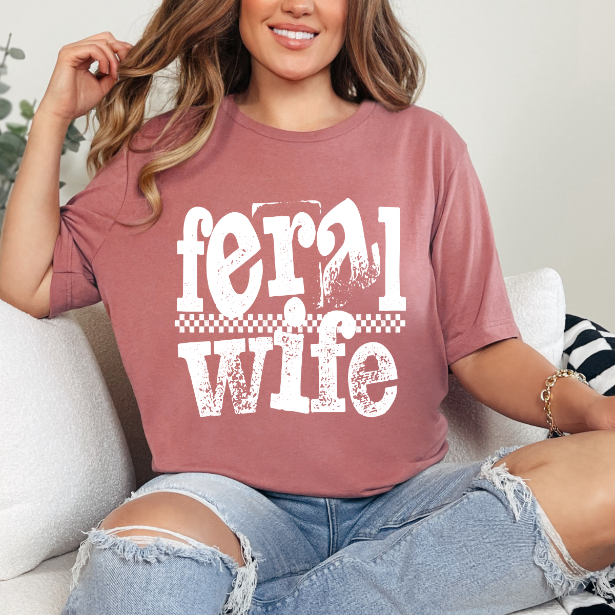 Feral Wife WHITE Single Color DTF Transfer